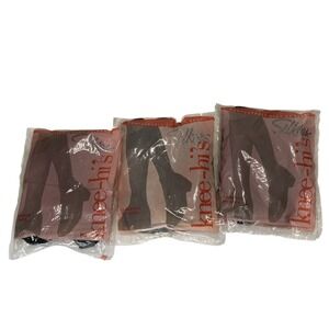 3 Packs 3 each SILKIES Knee Hi's Jet Black Sheer Nylon Spandex Made‎ USA 001008